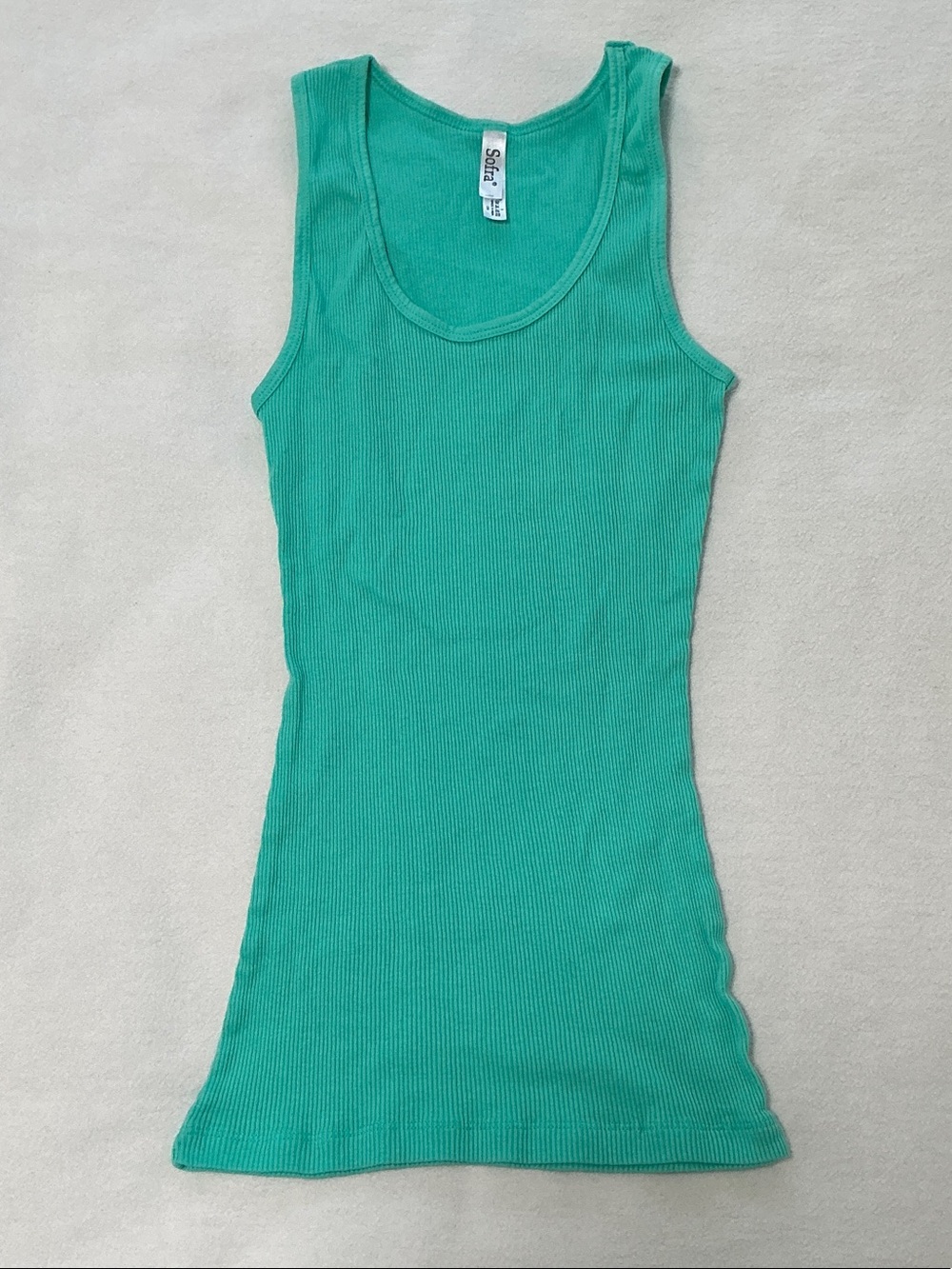 Sofra Teal Ribbed Tank Top